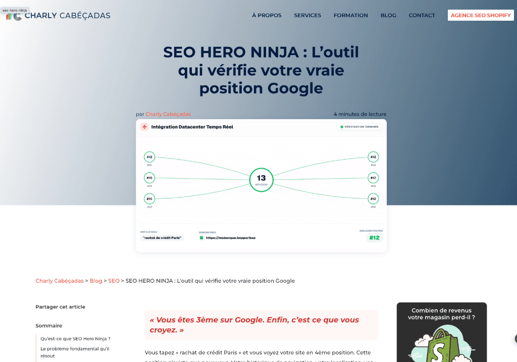 SEO HERO NINJA : L'outil qui vérifie votre vraie position Google